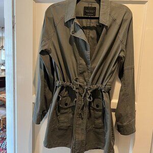 Sanctuary Olive Green Women's Drawstring Waist Cargo Utility Jacket, Size L